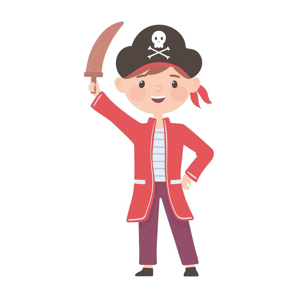 niño con disfraz de pirata vector