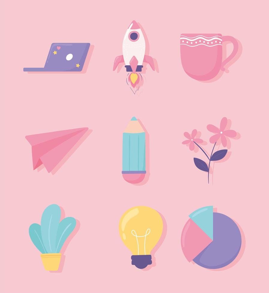 iconos de creatividad de inicio vector