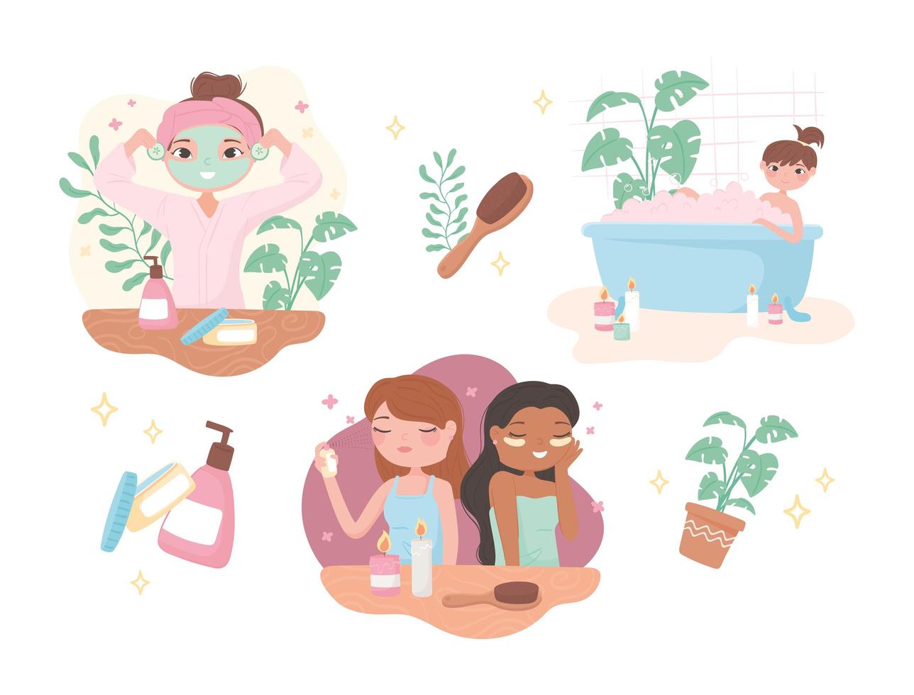 spa en casa para niñas vector