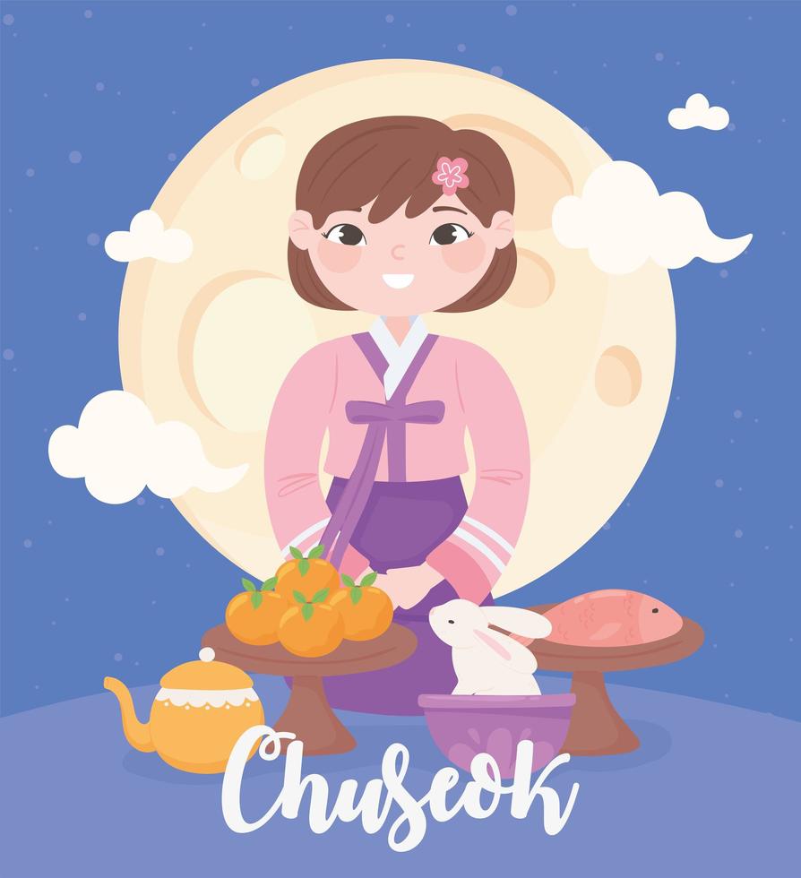 chuseok festivo, tarjeta de felicitación vector