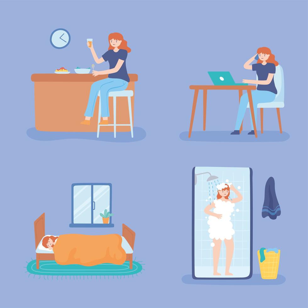 women and life activities vector