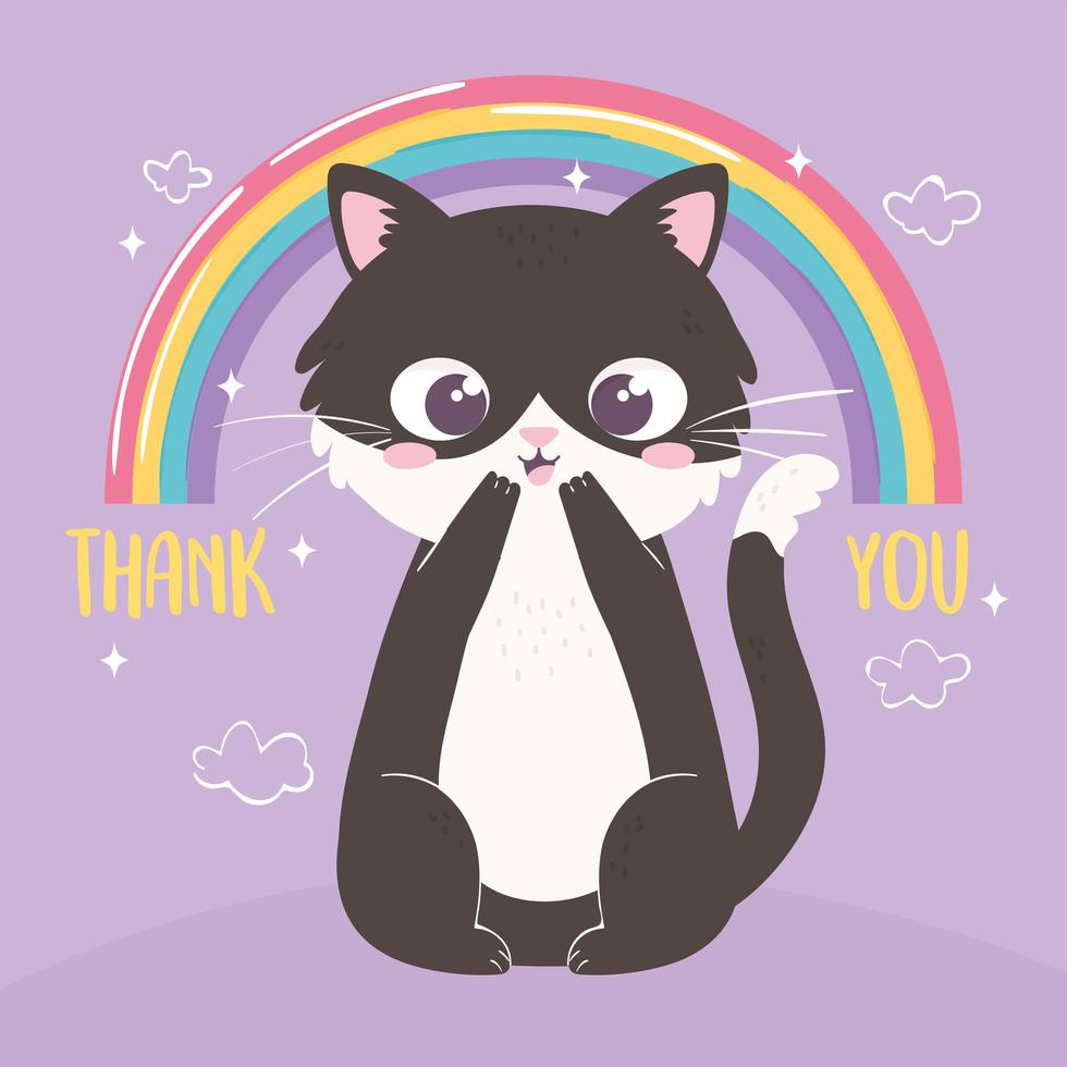 cute kitty rainbow vector