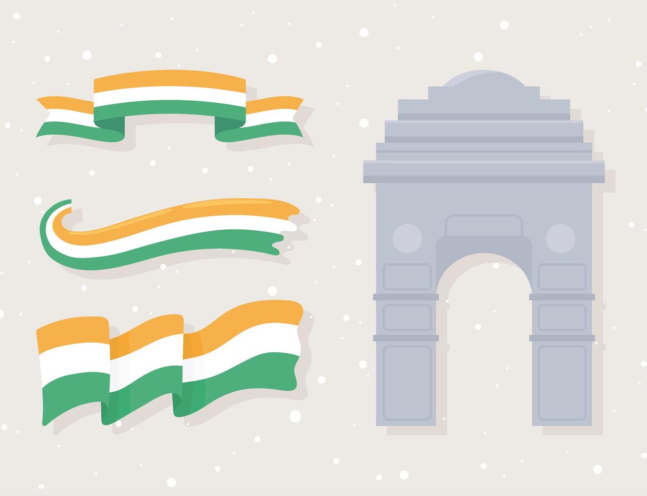 banderas indias y puerta vector