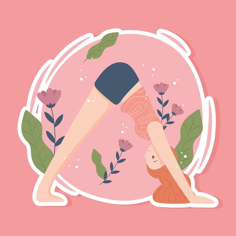 sporty woman practicing yoga vector