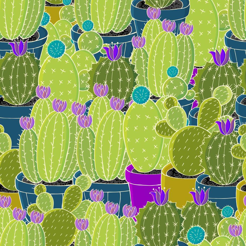 Cute vector illustration. Cacti, aloe, succulents. Decorative natural elements