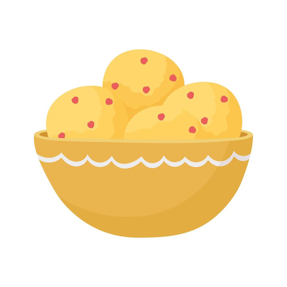 bowl with cookies vector