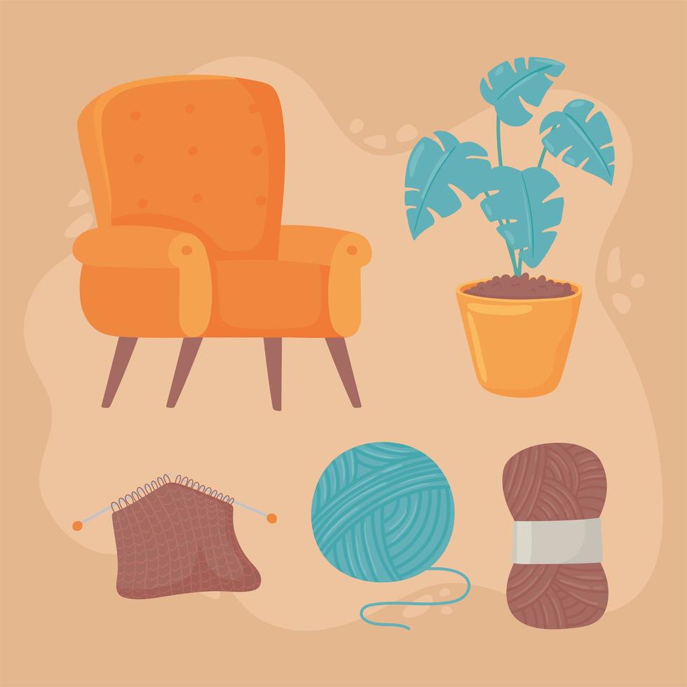 knit yarn balls vector