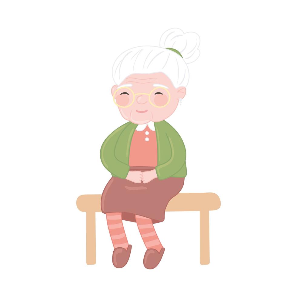 cute grandma sitting vector