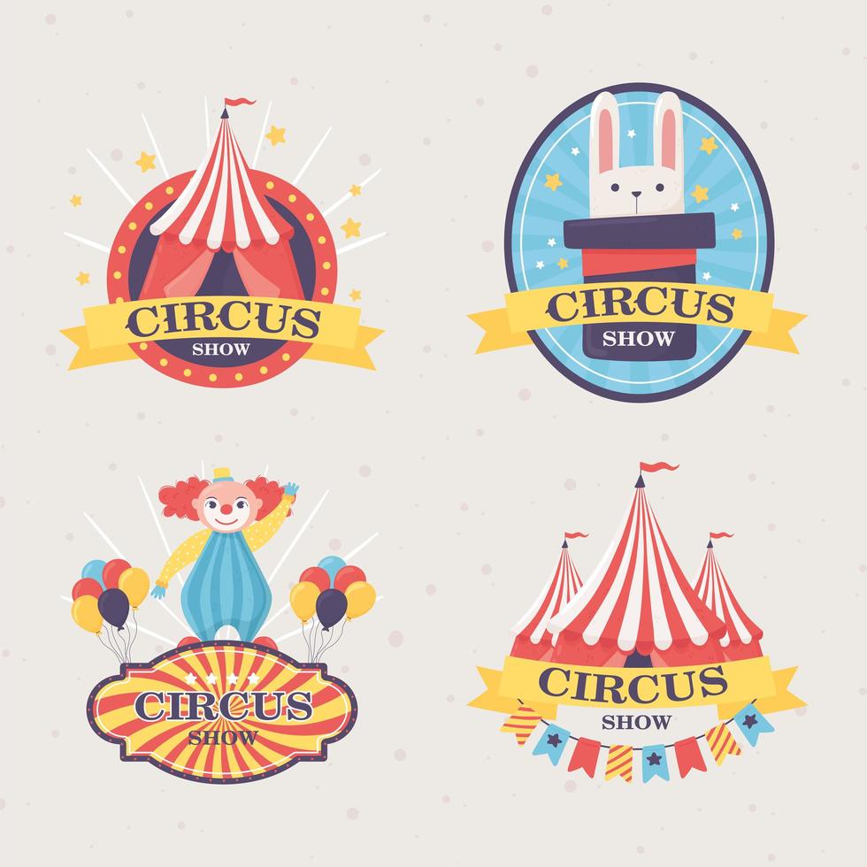 espectáculo de circo insignias vector