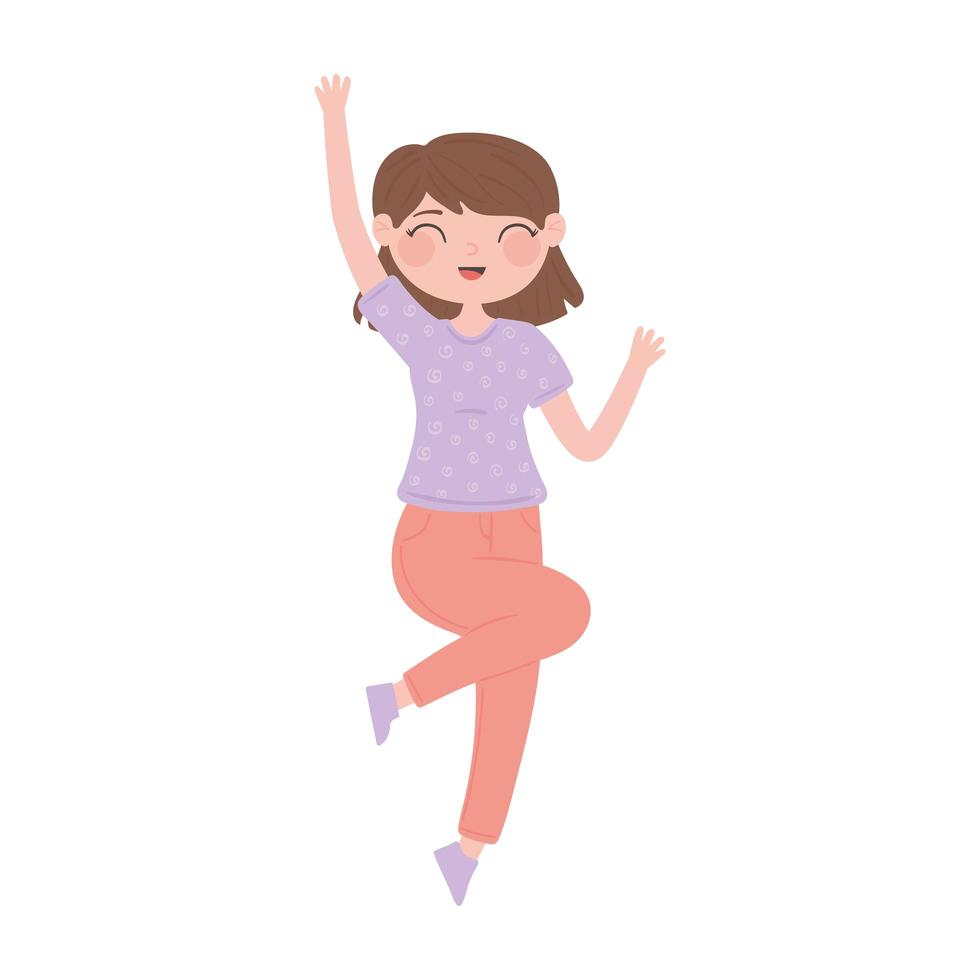 girl with hand up smiling vector