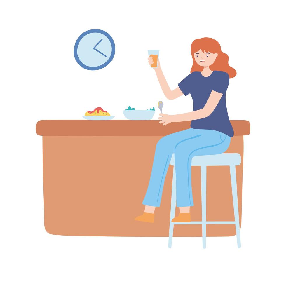 girl eating a breakfast vector