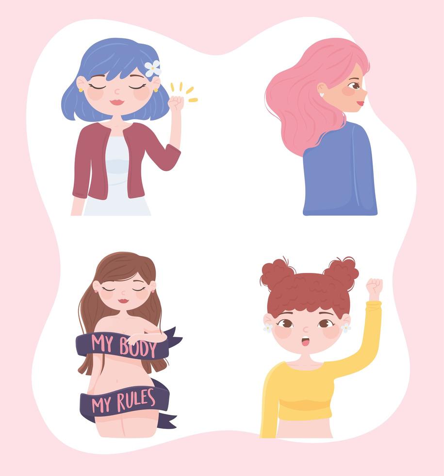 girl power characters vector