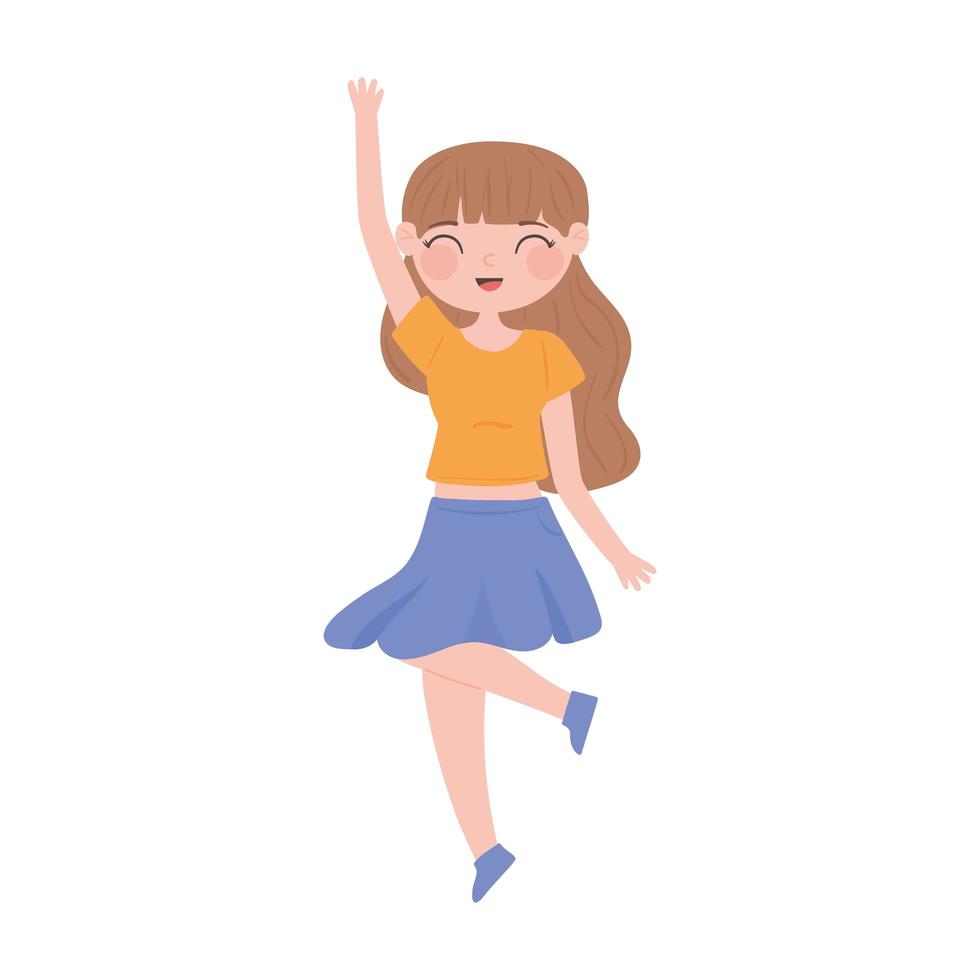 niña feliz sonriendo dibujos animados vector