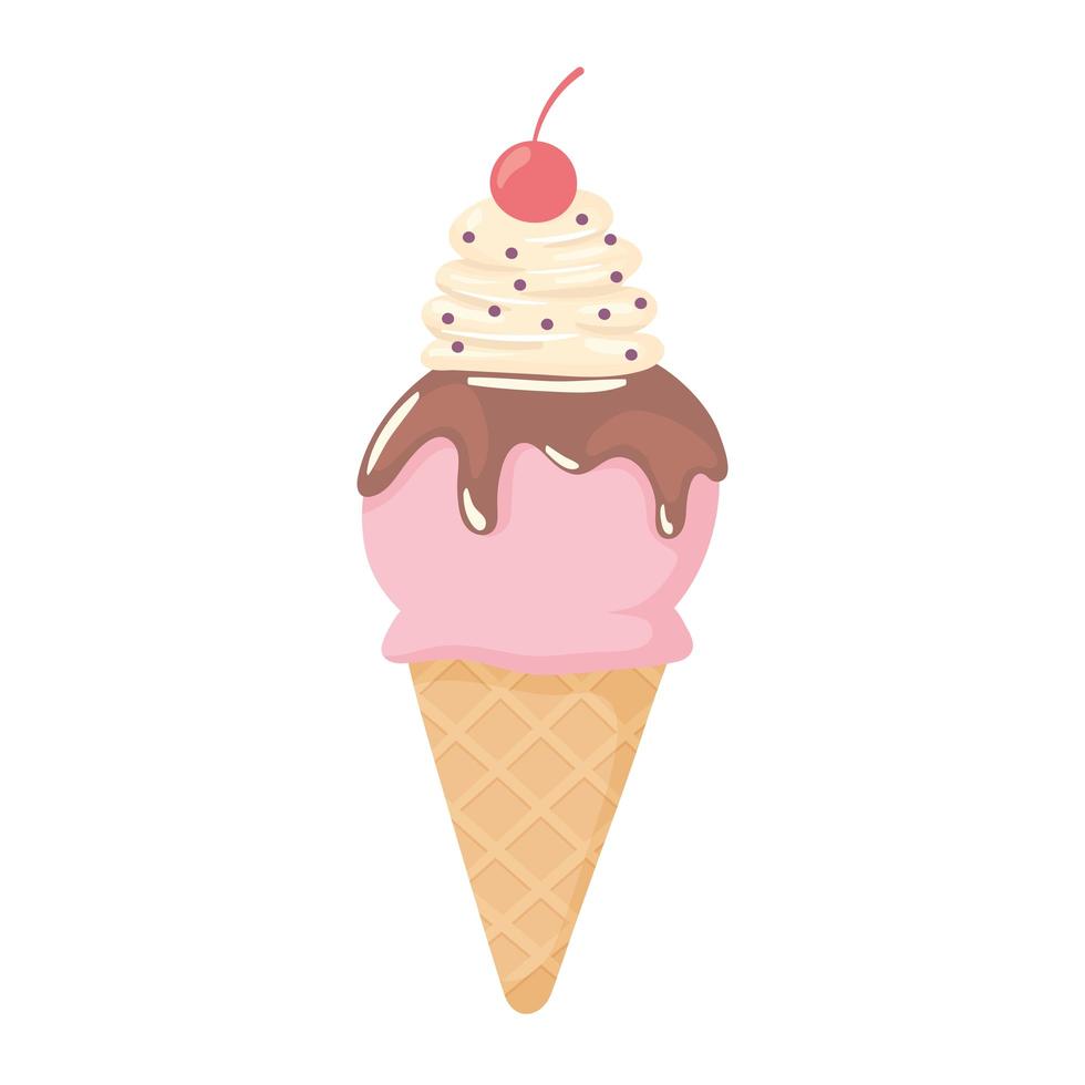 ice cream and cherry vector