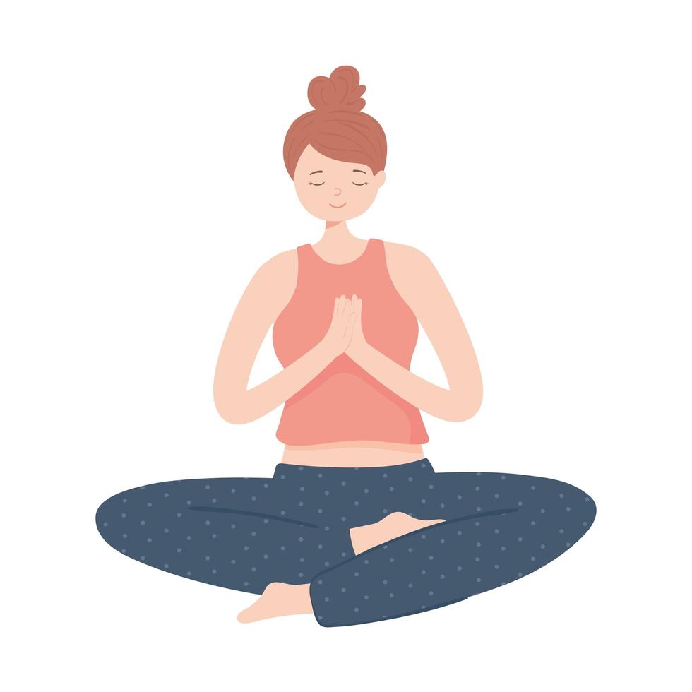 mujer en meditación yoga vector