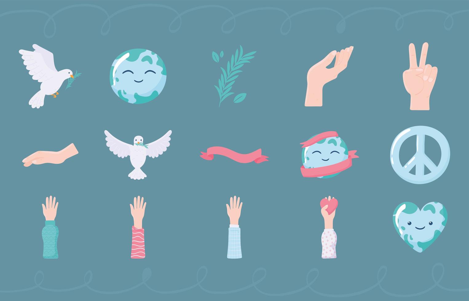 set icons peace vector