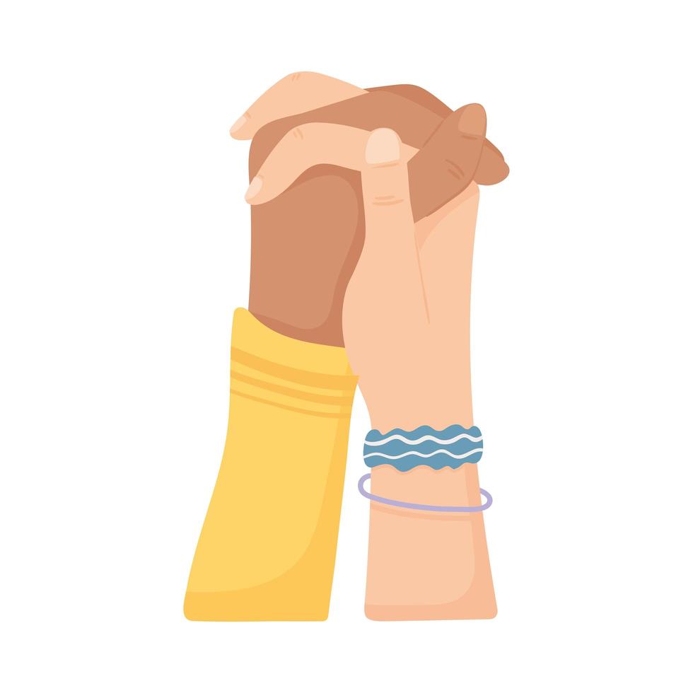 mixed races holding hands vector