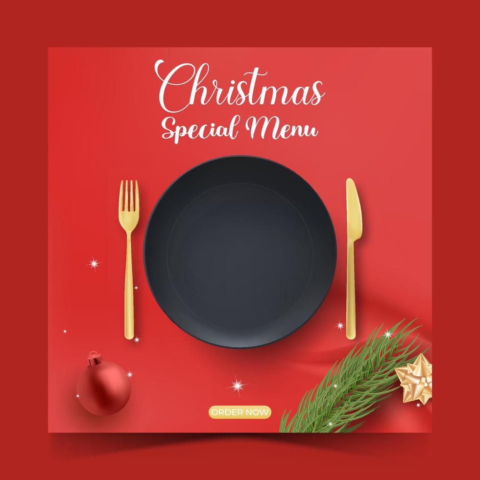 christmas food or culinary social media post template for promotion vector