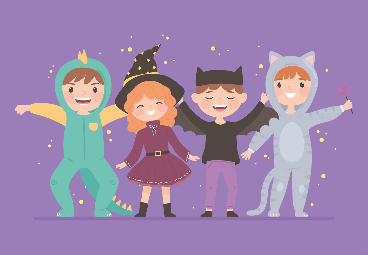 group kids with costumes vector