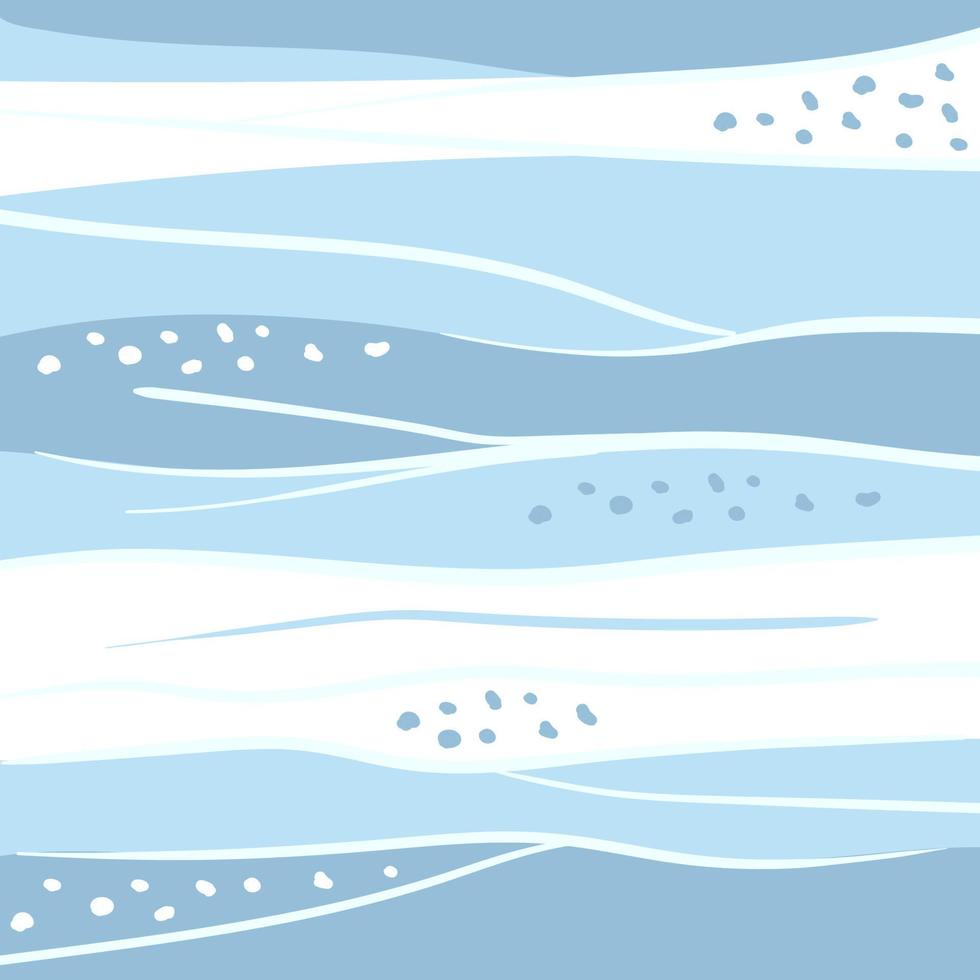 Fondo de nieve abstracta de invierno con formas fluidas y doodle. ilustración vectorial plana para portadas, postales y redes sociales. vector