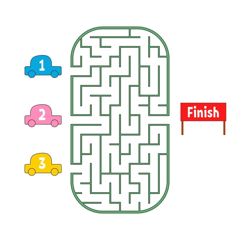 Funny maze. Game for kids. Puzzle for children. Cartoon style. Labyrinth conundrum. Color vector illustration. The development of logical and spatial thinking.