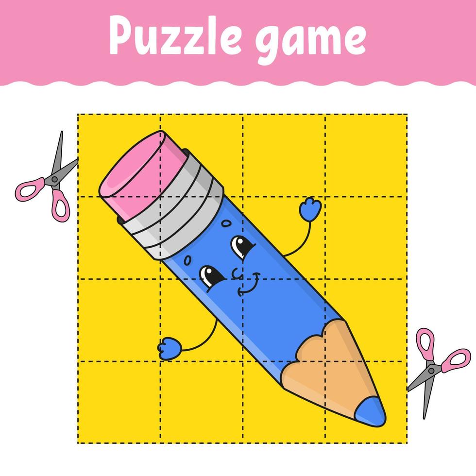 Puzzle game for kids . Education developing worksheet. Learning game for children. Activity page. For toddler. Riddle for preschool. Simple flat isolated vector illustration in cute cartoon style.