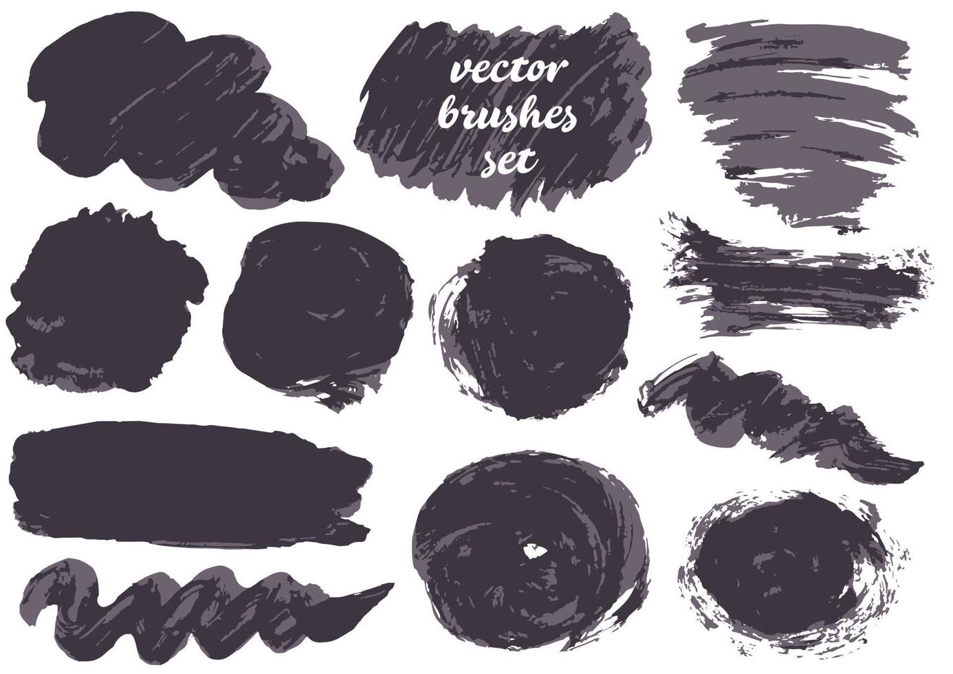 colección de pintura, trazos de pincel de tinta, pinceles, borrones vector