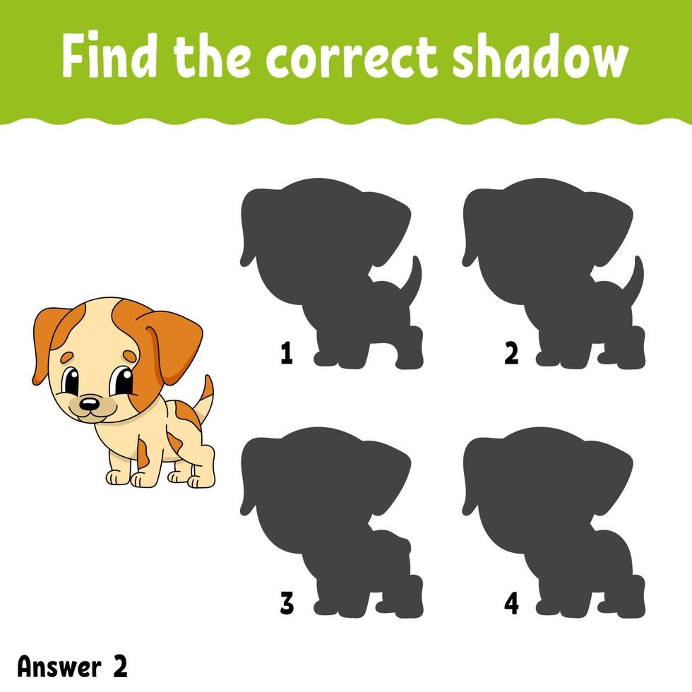 Find the correct shadow. Draw a line. Education developing worksheet. Game for kids. Activity page. Puzzle for children. Riddle for preschool. Isolated vector illustration. Cartoon style.