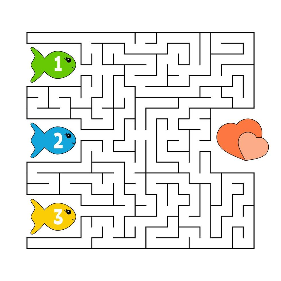 Abstract maze. Game for kids. Puzzle for children. Cartoon style. Labyrinth conundrum. Color vector illustration. The development of logical and spatial thinking.