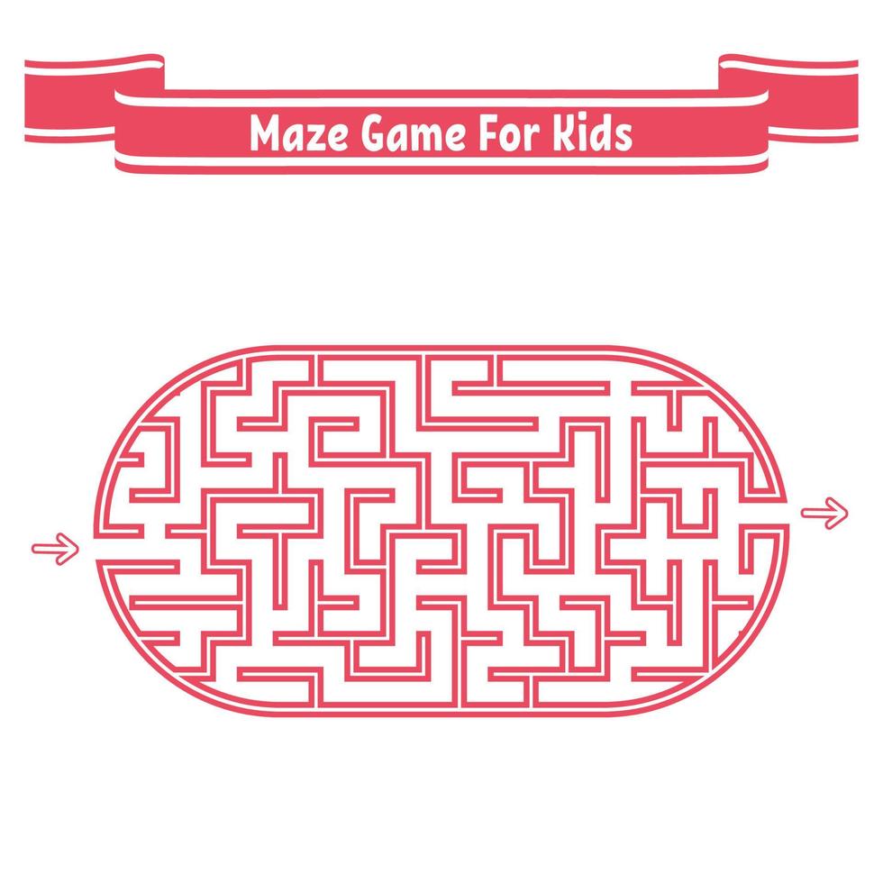 Color oval labyrinth. Game for kids. Puzzle for children. Maze conundrum. Flat vector illustration isolated on white background.