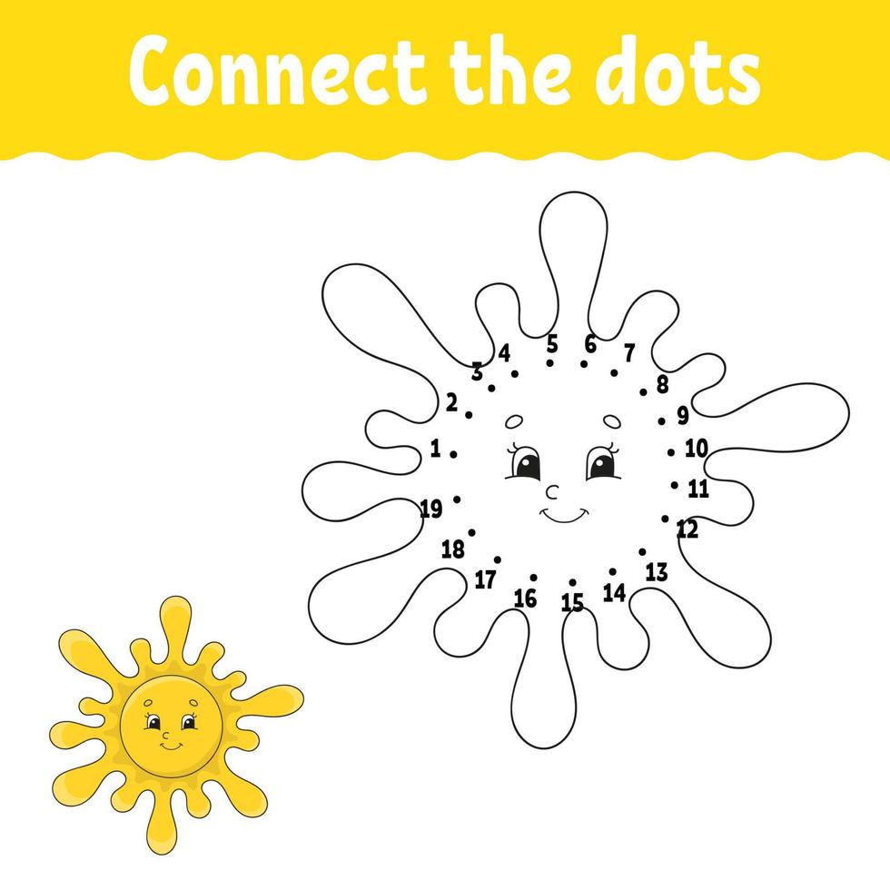 Dot to dot. Draw a line. Handwriting practice. Learning numbers for kids. Education developing worksheet. Activity page. Game for toddler and preschoolers. Isolated vector illustration. Cartoon style.