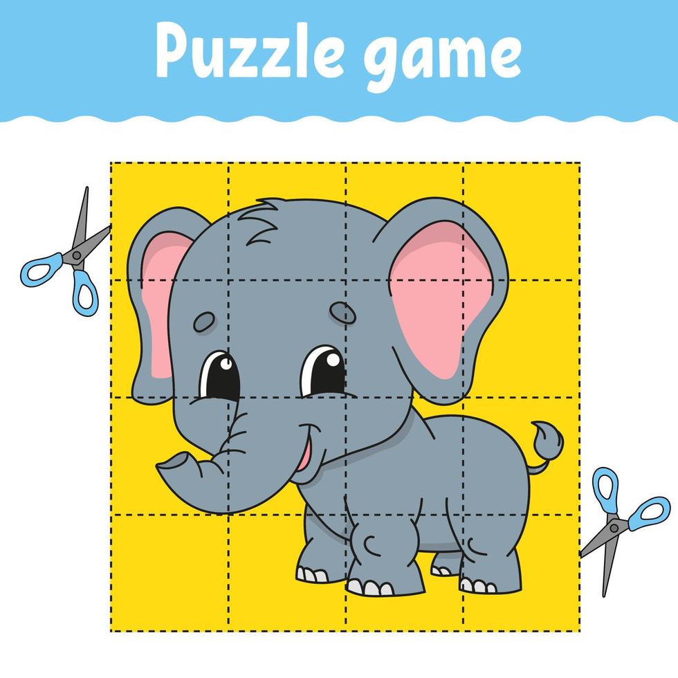 Puzzle game for kids education. Education developing worksheet. Game for kids. Activity page. Puzzle for children. Riddle for preschool. Simple flat isolated vector illustration in cute cartoon style.