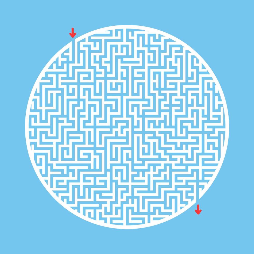 Difficult big round maze. Game for kids and adults. Puzzle for children. Labyrinth conundrum. Flat vector illustration.
