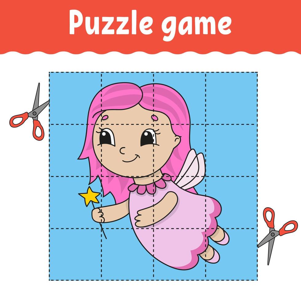 Puzzle game for kids . Education developing worksheet. Learning game for children. Activity page. For toddler. Riddle for preschool. Simple flat isolated vector illustration in cute cartoon style.