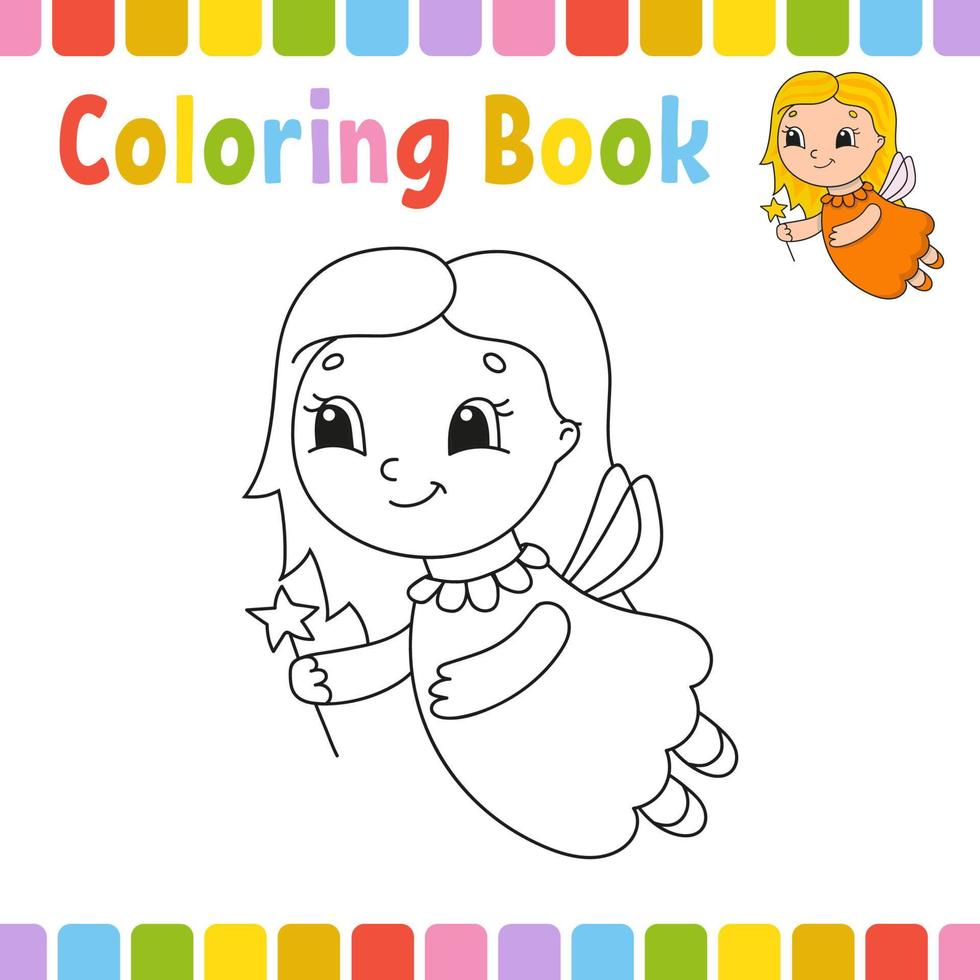 libro para colorear para niños. carácter alegre. Ilustración de vector aislado plano simple en estilo de dibujos animados lindo.