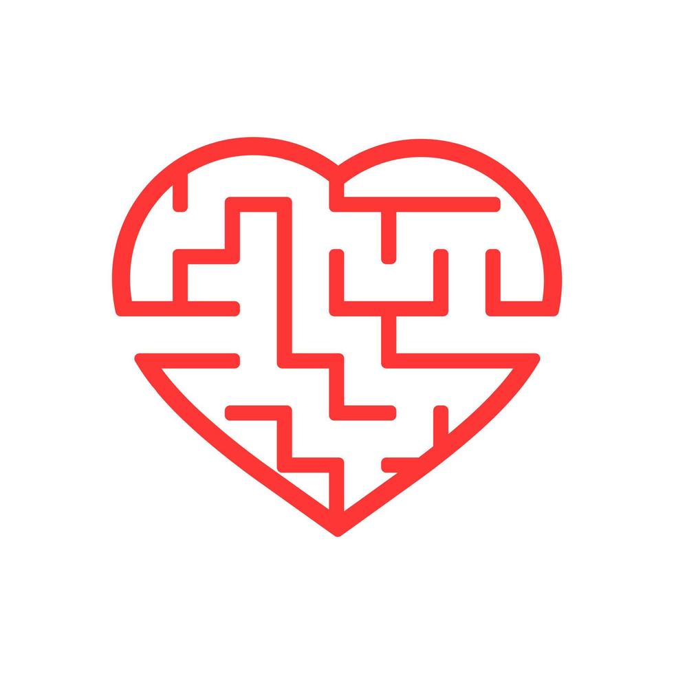 Color labyrinth heart. Game for kids and adult. Puzzle for children. Maze conundrum. Valentine's Day. Flat vector illustration.