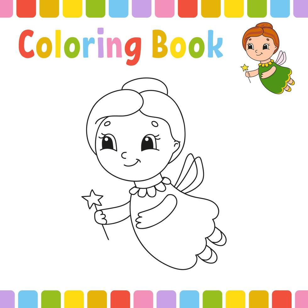 libro para colorear para niños. carácter alegre. Ilustración de vector aislado plano simple en estilo de dibujos animados lindo.