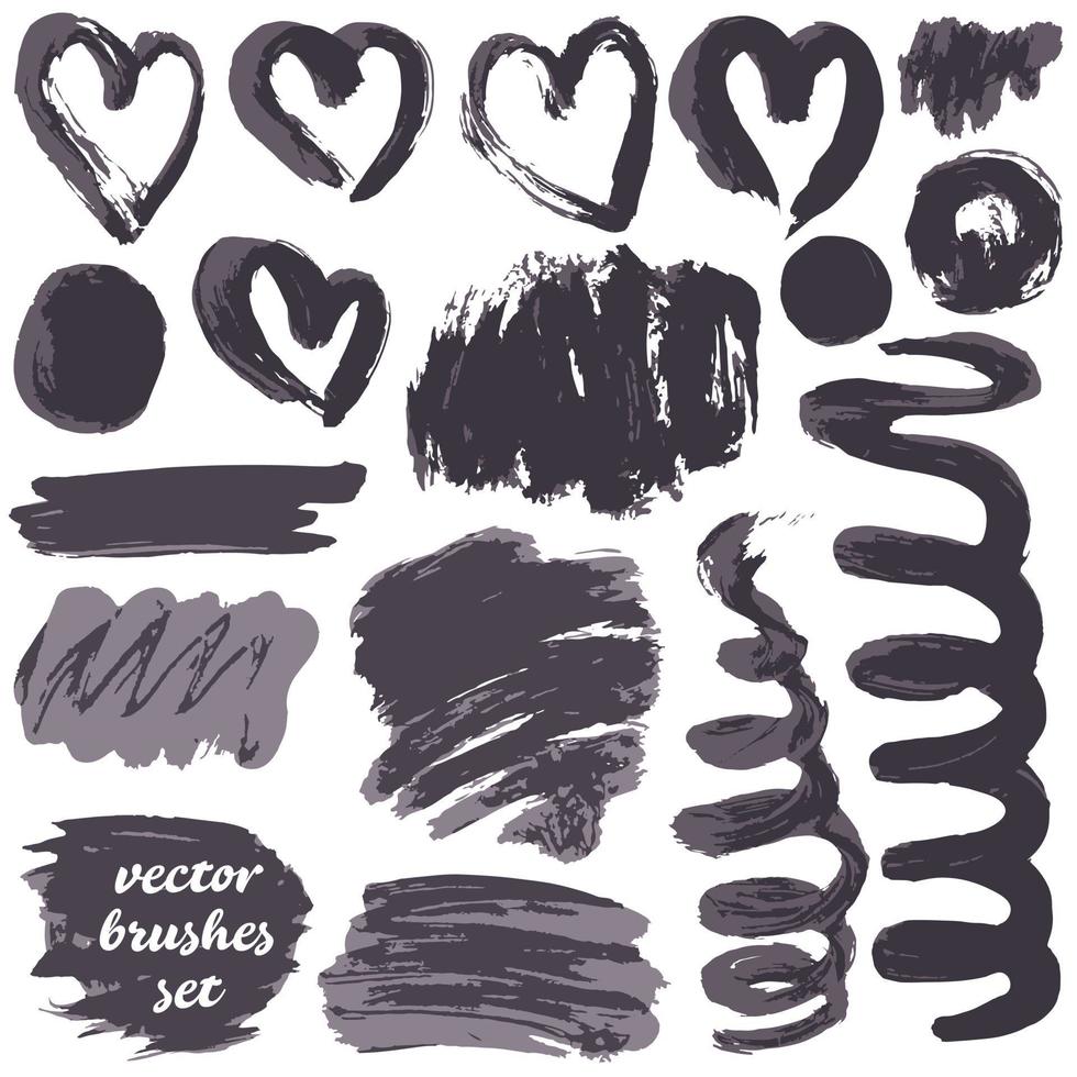 Collection of paint, ink brush strokes, brushes, blots vector