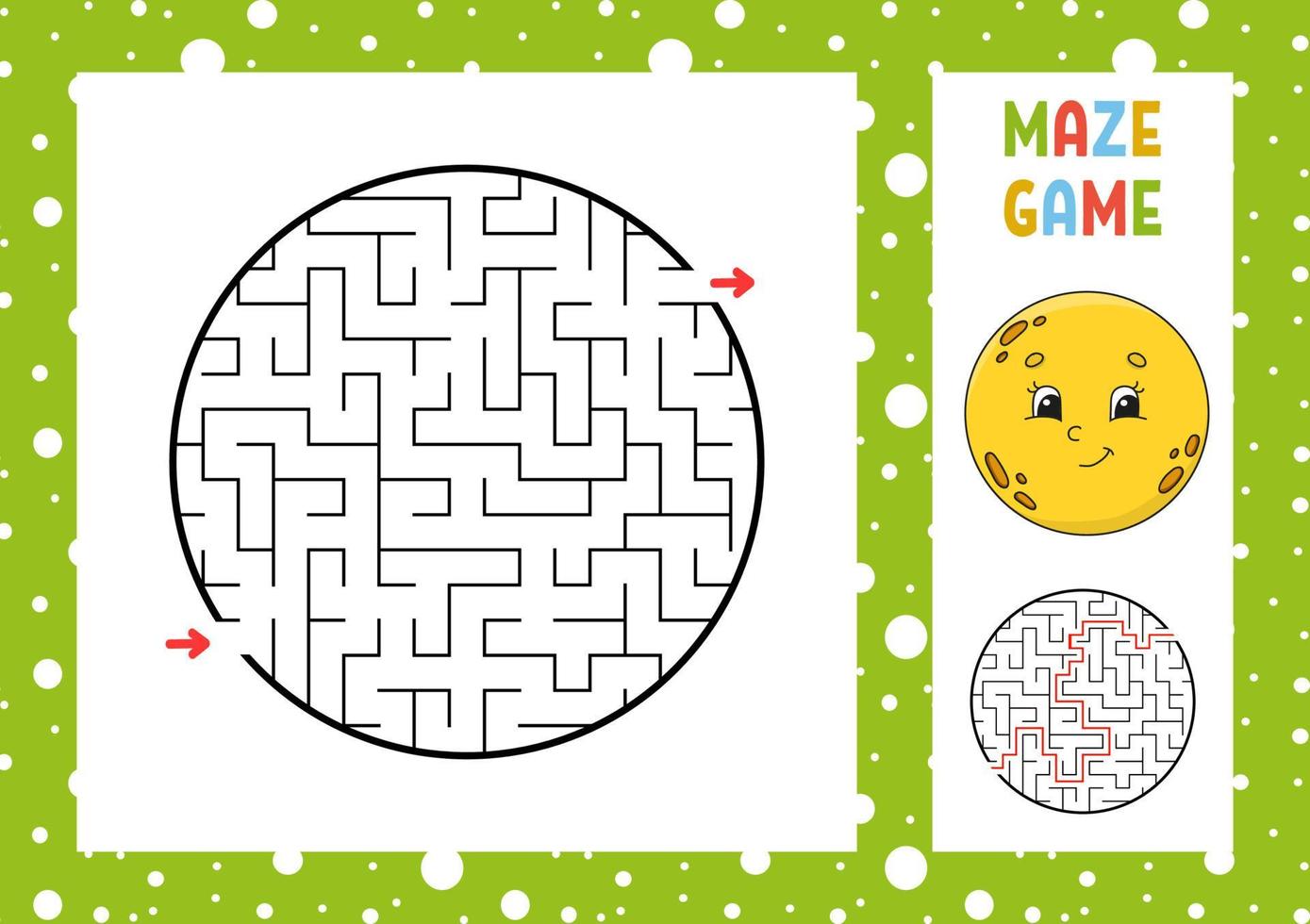 Maze. Game for kids. Funny labyrinth. Education developing worksheet. Activity page. Puzzle for children. Cute cartoon style. Riddle for preschool. Logical conundrum. Color vector illustration.