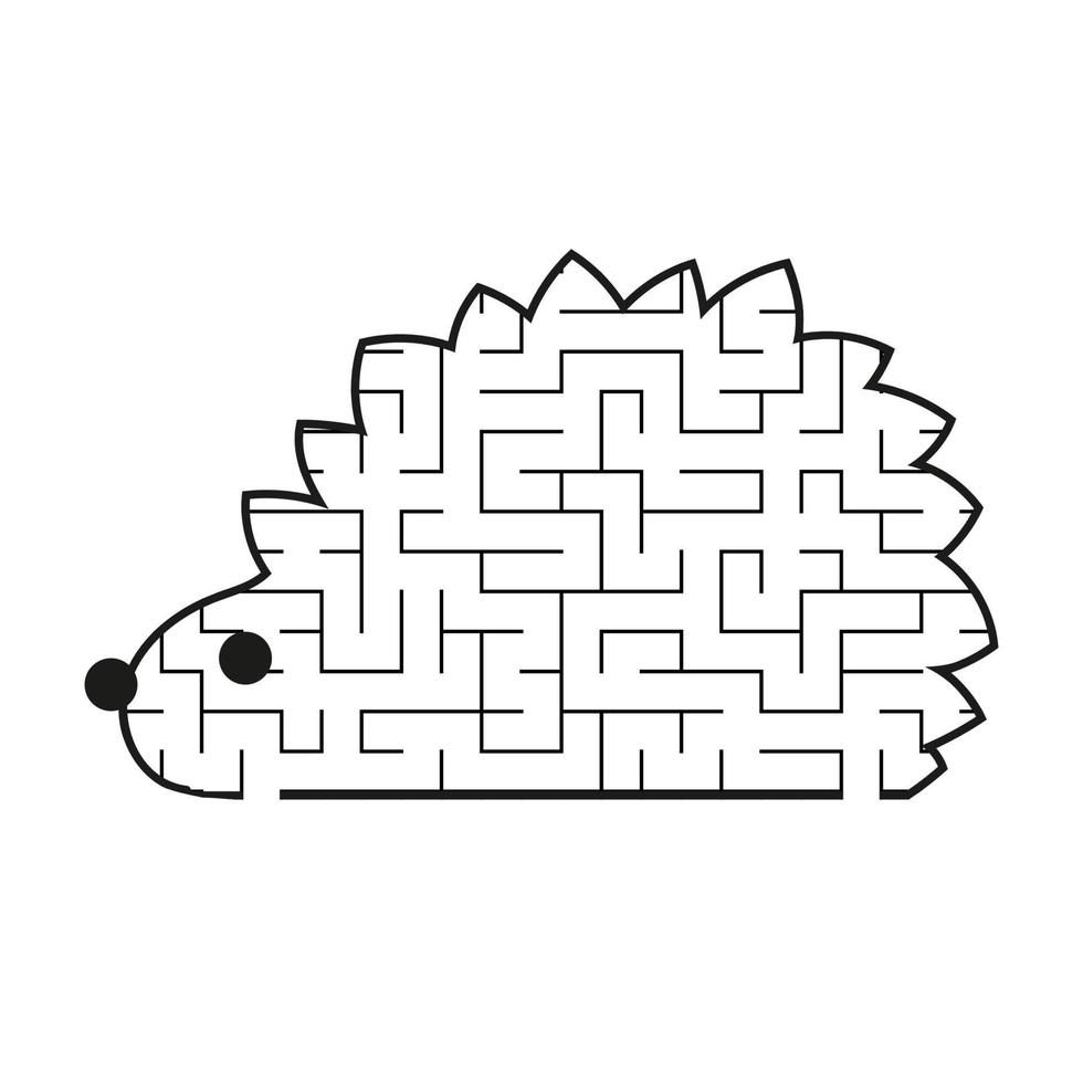 Black labyrinth toon hedgehog Kids worksheets. Activity page. Game puzzle for children. Wild animal. Maze conundrum. Vector illustration.