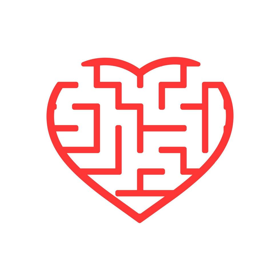Color labyrinth heart. Game for kids and adult. Puzzle for children. Maze conundrum. Valentine's Day. Flat vector illustration.