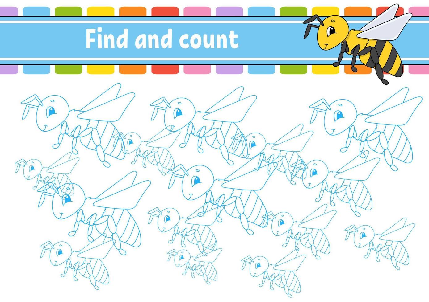 Find and count. Education developing worksheet. Activity page with pictures. Puzzle game for children. Logical thinking training. Isolated vector illustration. Funny character. Cartoon style.