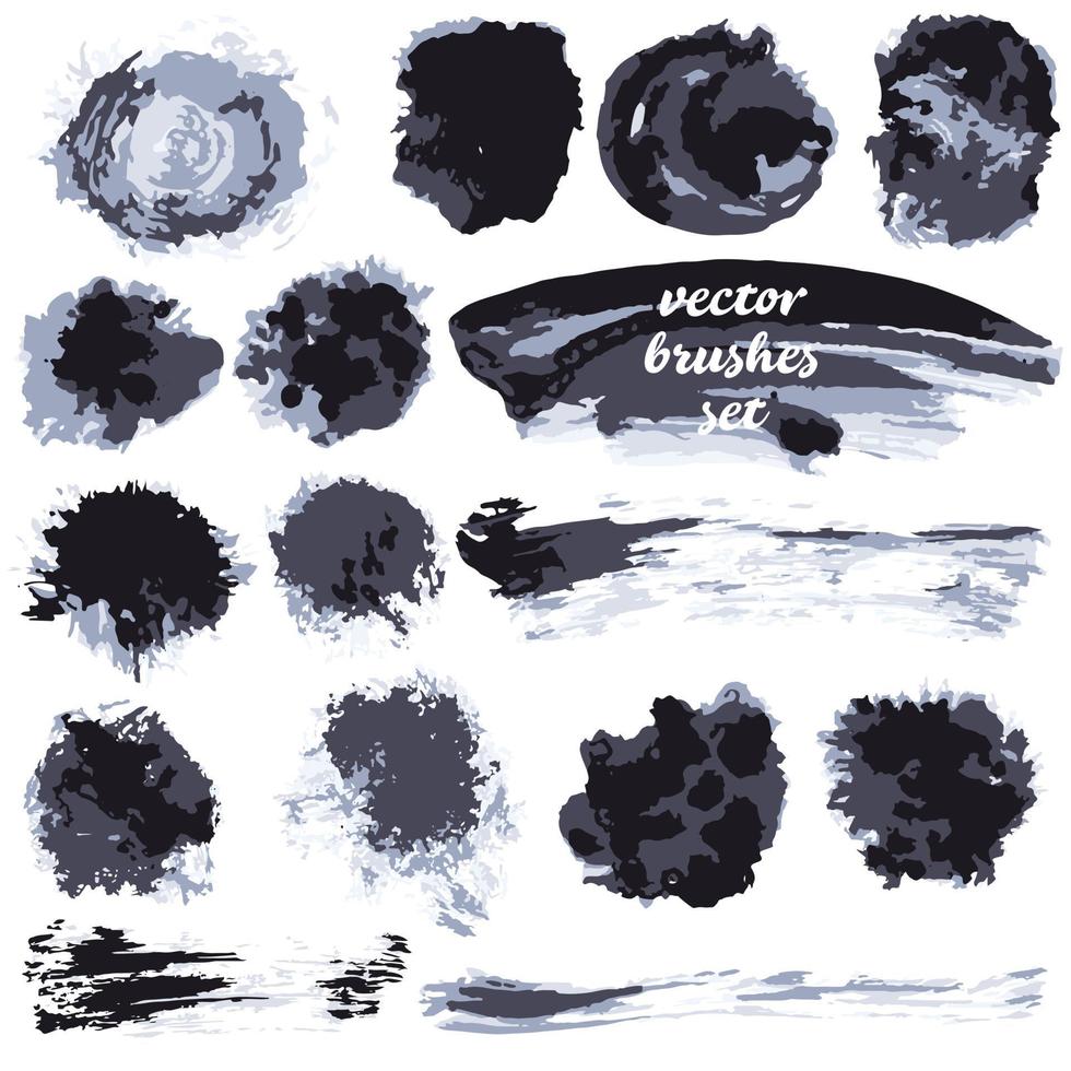 Collection of paint, ink brush strokes, brushes, blots vector