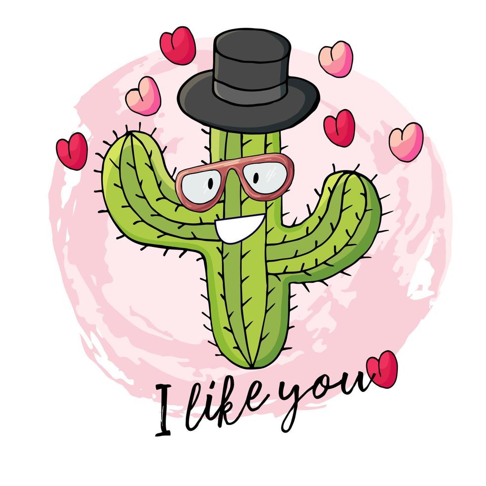 Cute vector illustration. Cacti, aloe, succulents. Decorative natural elements