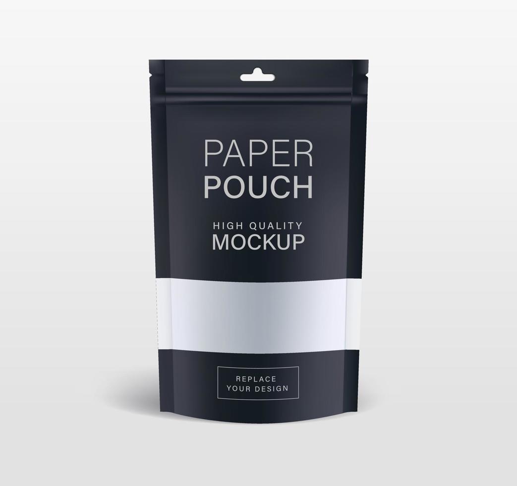 Paper pouch zipper bag packaging mockups vector