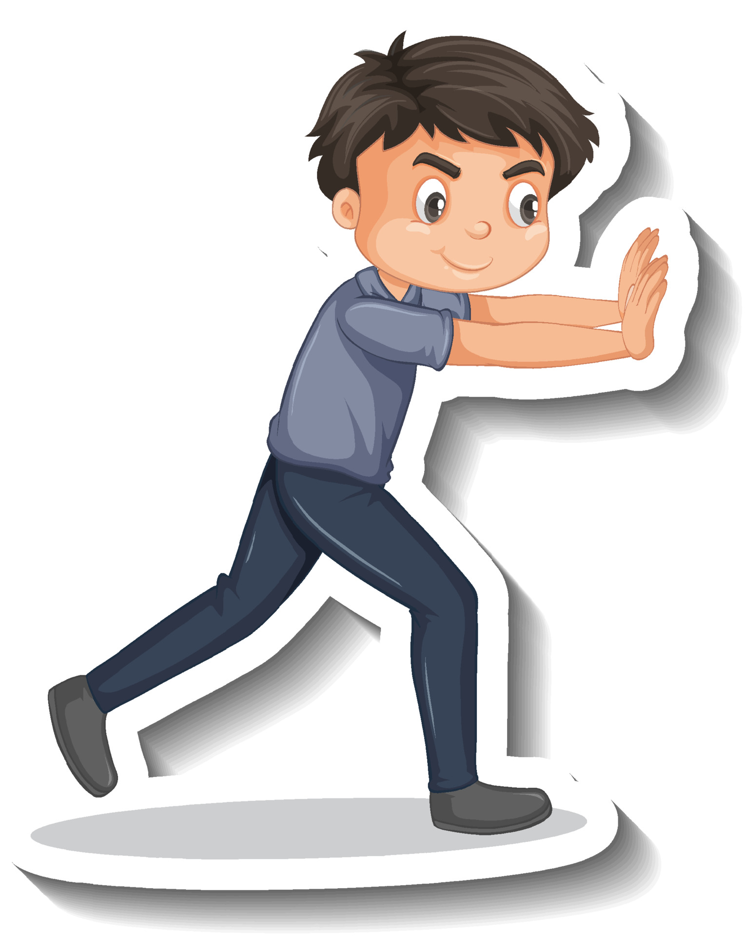 Boy pushing something cartoon character 3626805 Vector Art at Vecteezy