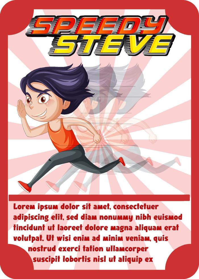 Character game card template with word Speedy Sam vector