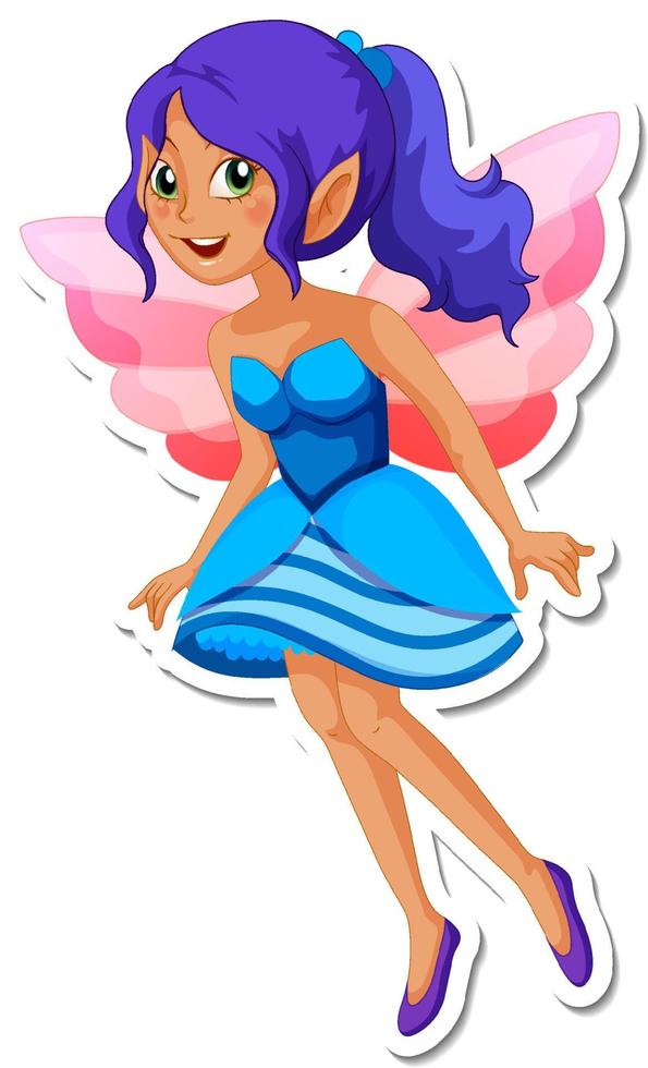 Beautiful fairy cartoon character sticker vector