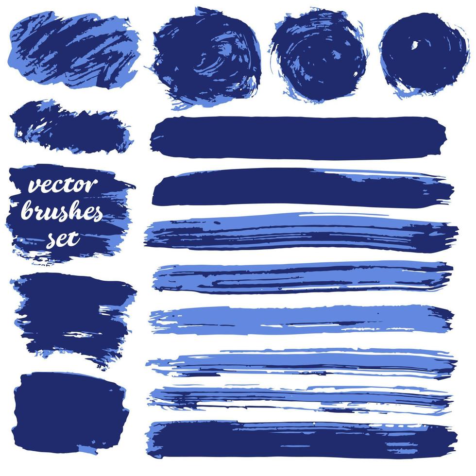 Collection of paint, ink brush strokes, brushes, blots vector