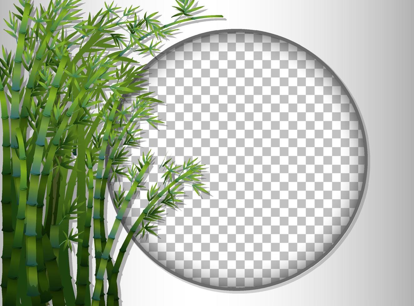 marco redondo con plantilla de bambú vector